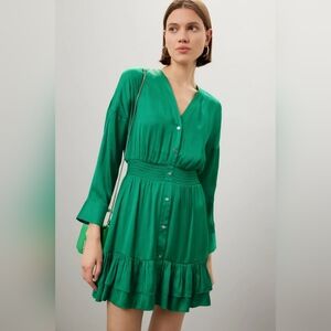 Maje RUMIA Green Long Sleeve Dress with Buttons